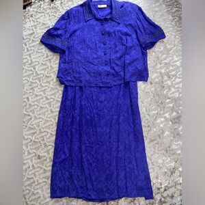 Dressbarn Royal Blue boho Textured Dress with embroidered details w/shirt